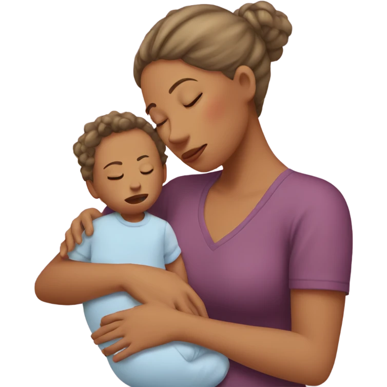 tired mom with baby emoji