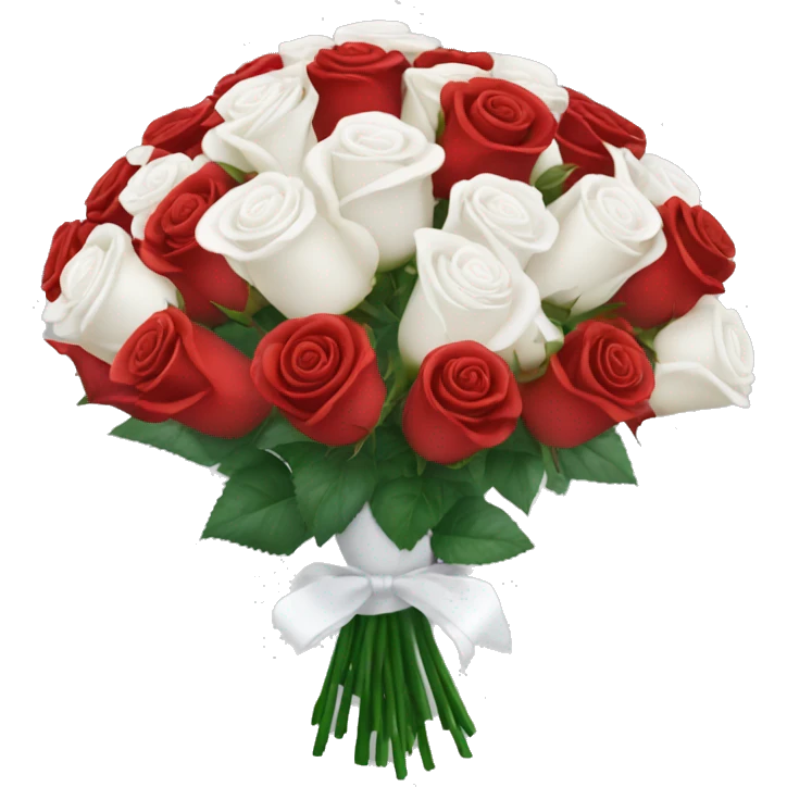 Red and white rose bouquet with white wrapping  emoji