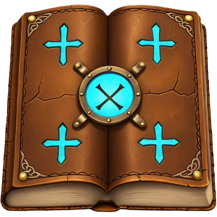 Spell Book – Old leather book with glowing runes and bookmarks emoji