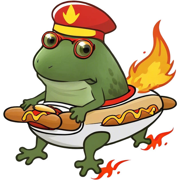 riding a hotdog rocketship, full body, flames coming out the back emoji