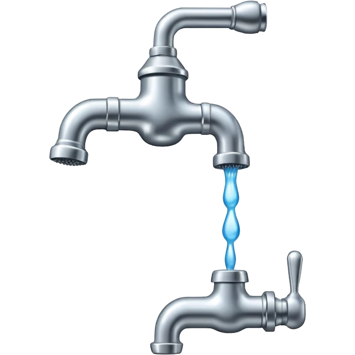 
water pouring from an old tap, 1980 emoji
