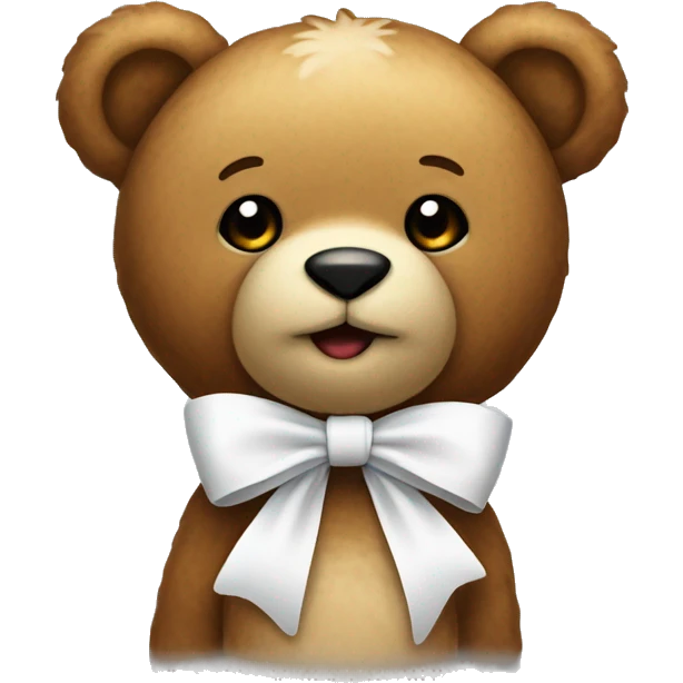 Teddy bear with a white bow on its neck emoji