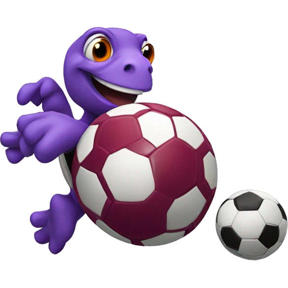 red and purple turtle chasing a soccer ball emoji