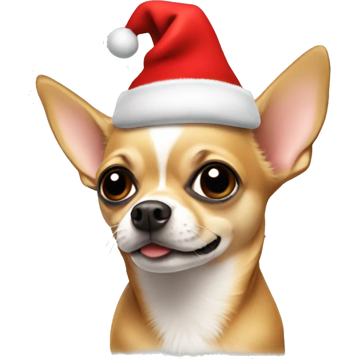 Chihuahua with a Christmas hat emoji