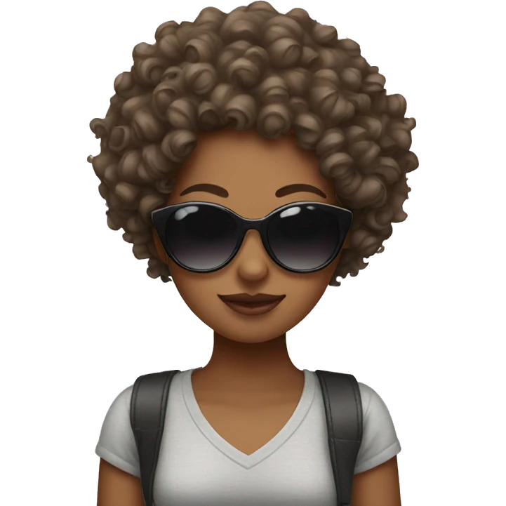 Curly hair girl with sunglasses  emoji