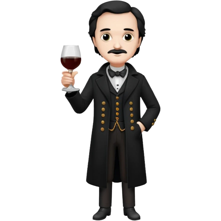 edgar allan poe at christmas full body holding a glass of amantillado emoji