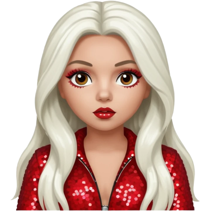 Jesy Nelson from Little Mix with long white hair, red sequin outfit emoji