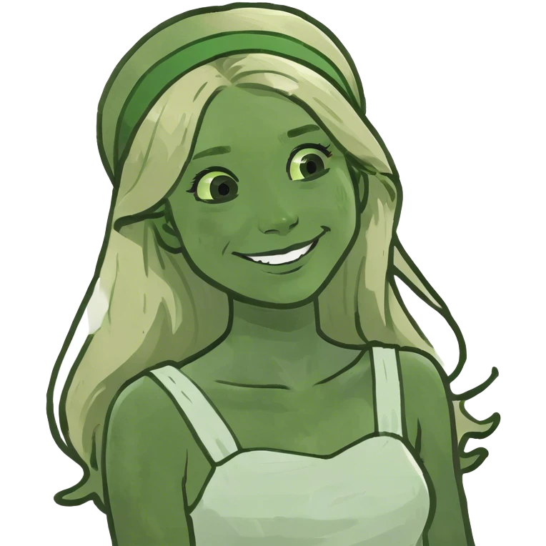 blonde long hair smiling girl in white portrait green eyes emoji