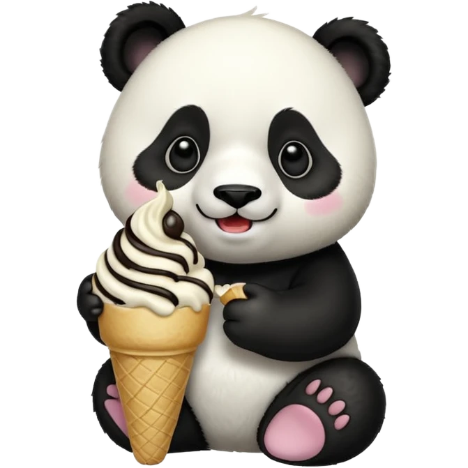 Panda eating ice cream emoji