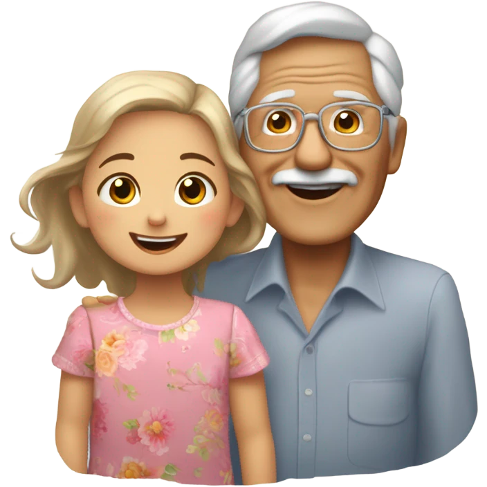 Un abuelo de pareja con una niña emoji