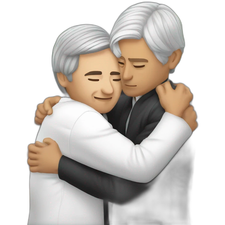 Joaquin Lopez Doriga hugging to Andres Manuel Lopez Obrador fronted emoji