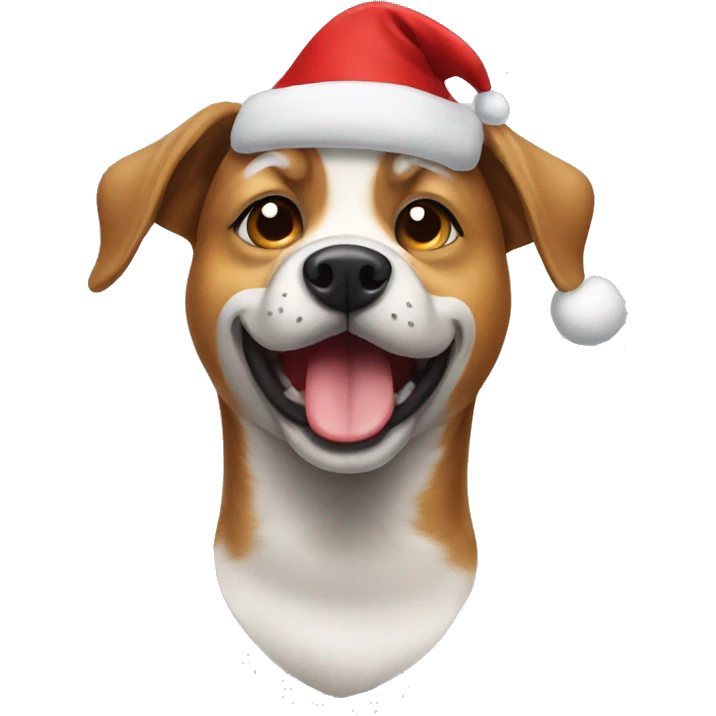 dog wearing a christmas hat emoji