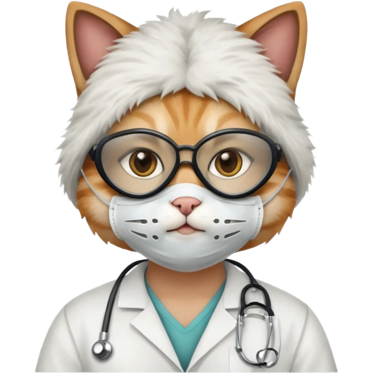 doctor cat, dust mask emoji