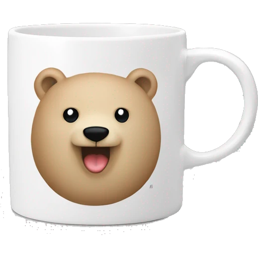White mug with bear print emoji