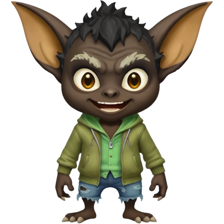 Gremlin with black skin emoji