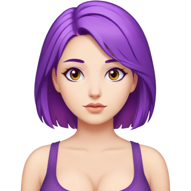 Woman with giant breasts and pirple hair  emoji