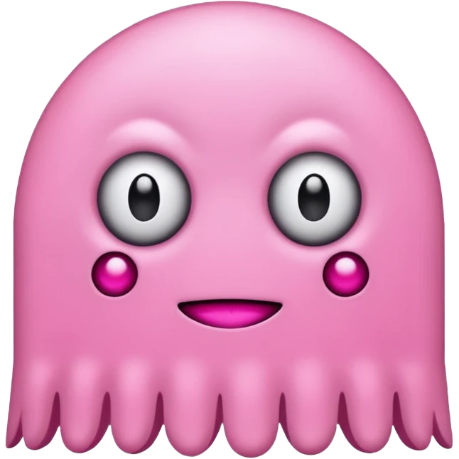 Pink Pacman ghost character with big girl eyelashes emoji