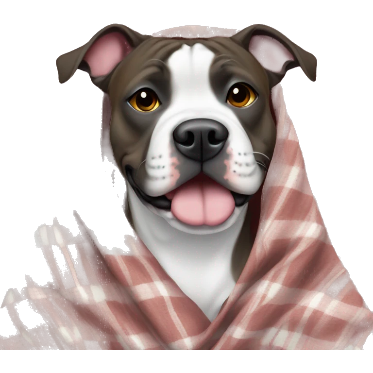 Brindle Pittie in a blanket emoji
