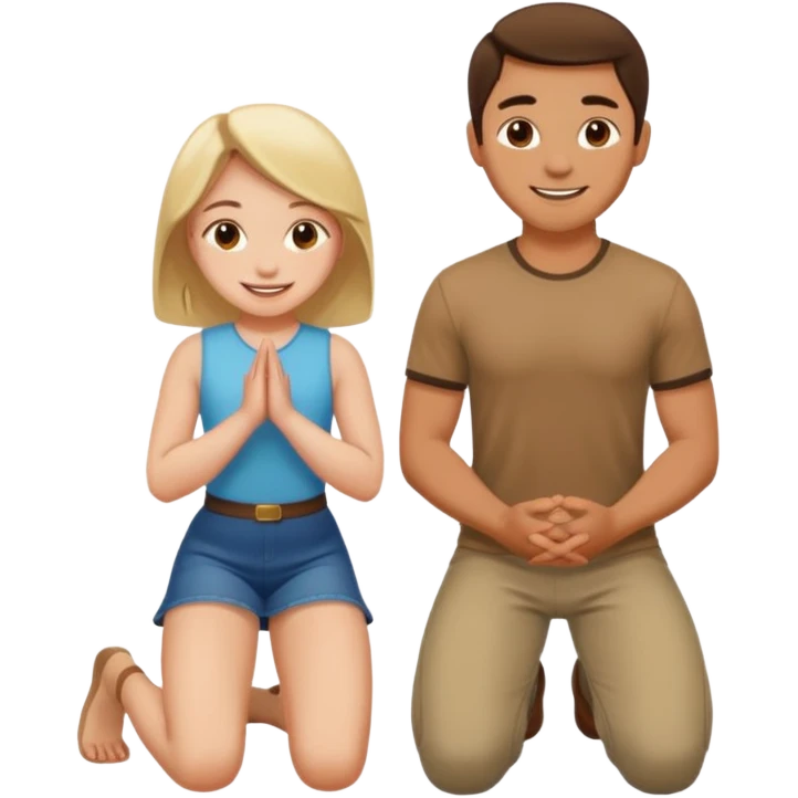 Girl on knees in front of man emoji