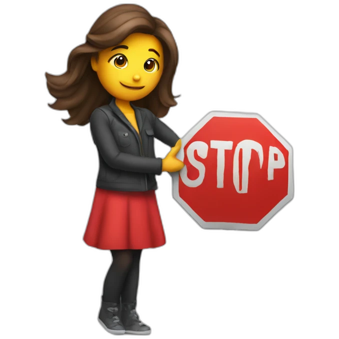 flirty person holding a stop sign emoji