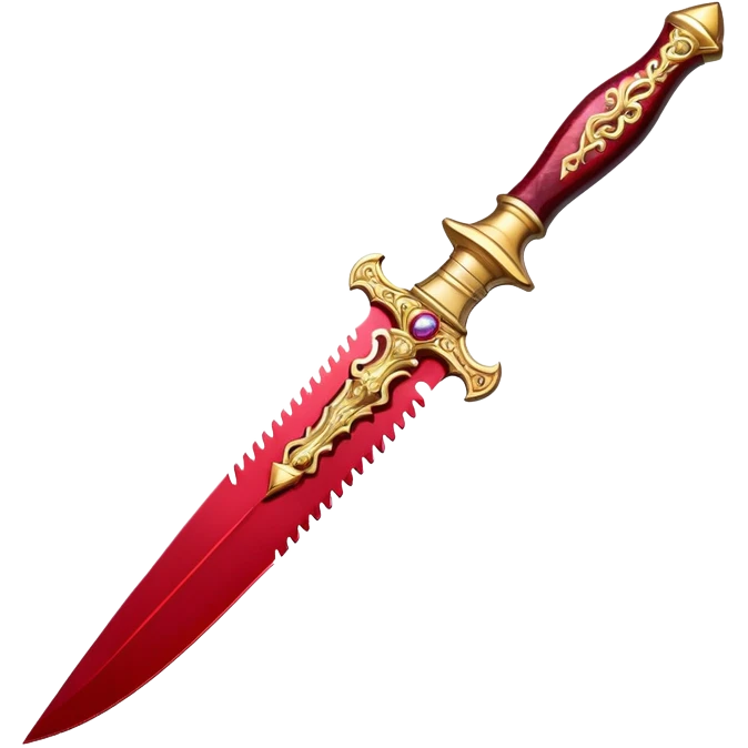 An ornate gilded knife with the blade made of ruby emoji