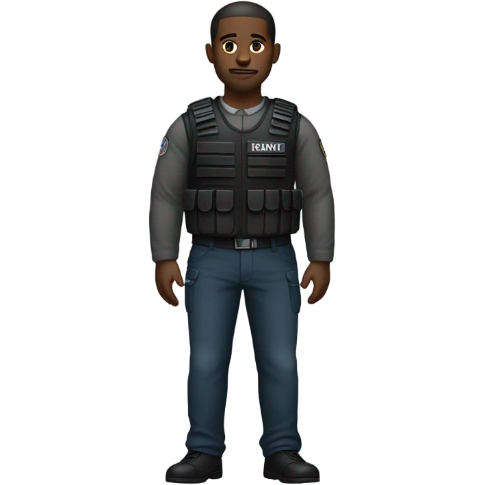 black man standing full body with stab vest  emoji