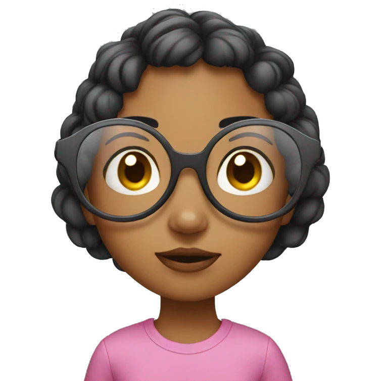 Girl wearing omg glasses emoji