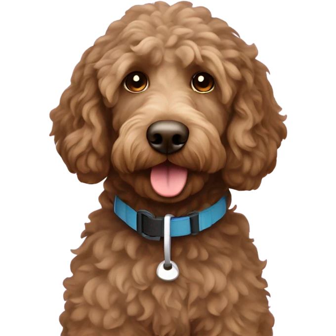 Brown labradoodle with floppy ears skiing emoji