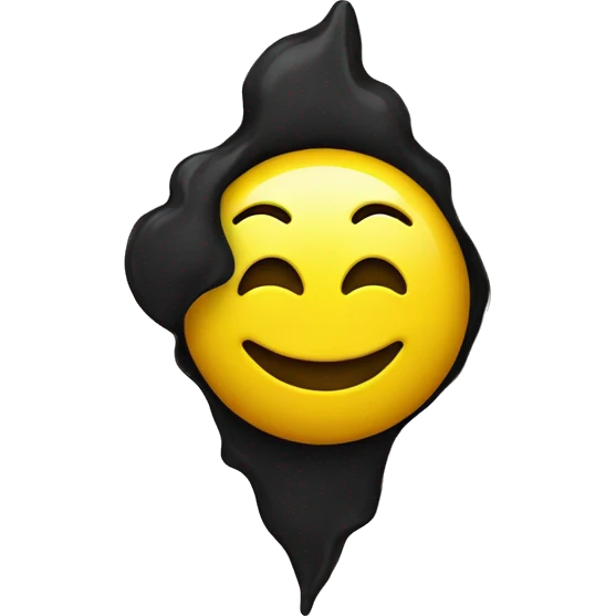 Yellow smiley face emoji with black love shape emoji on the head emoji