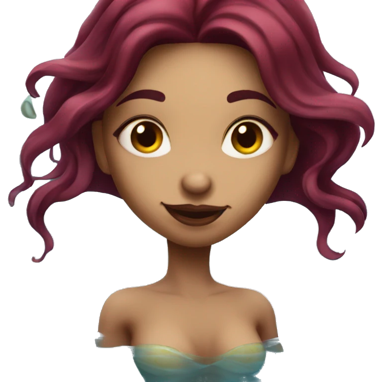 Beautiful tattooed  burgundy long haired woman swimming in a pool emoji