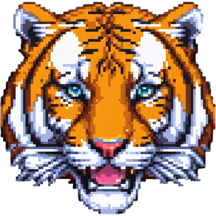 retro pixel art tiger face for Twitch emote emoji