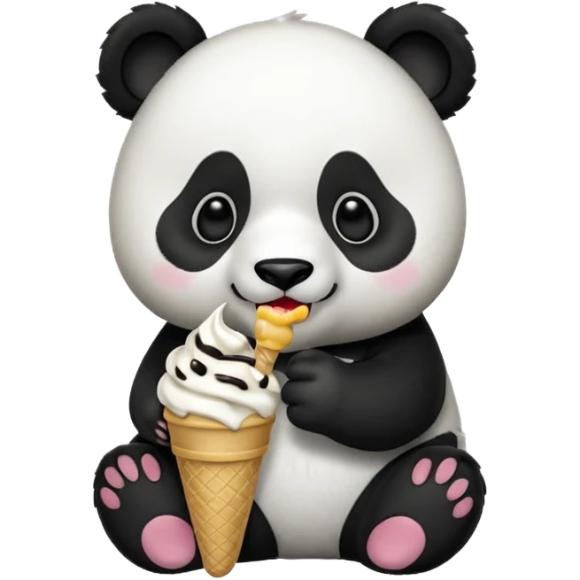 Panda eating ice cream emoji