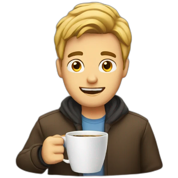 A guy with a coffee and looking at his phone emoji