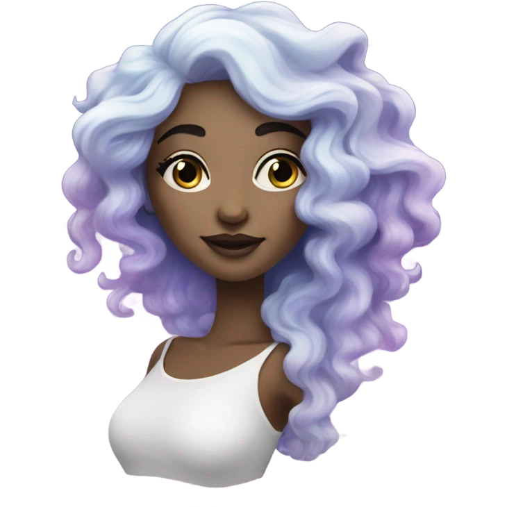white mystical woman with sparkling galaxy hair with moon and stars in purple and blue shades emoji