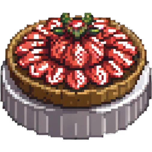 strawberry tart seen from above, pixel art style emoji
