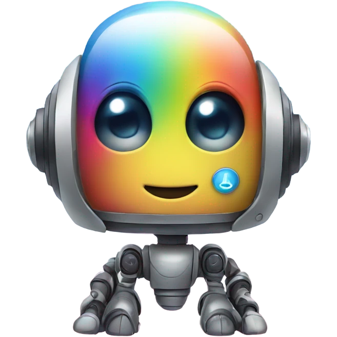 cute robot under the rainbow emoji