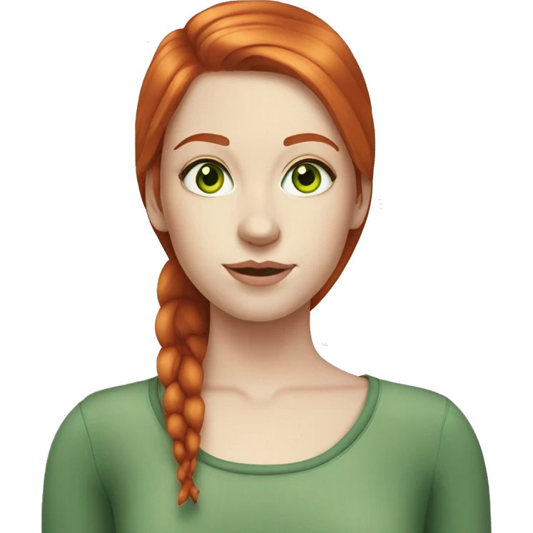 young woman with straight red hair and green eyes and pale skin emoji