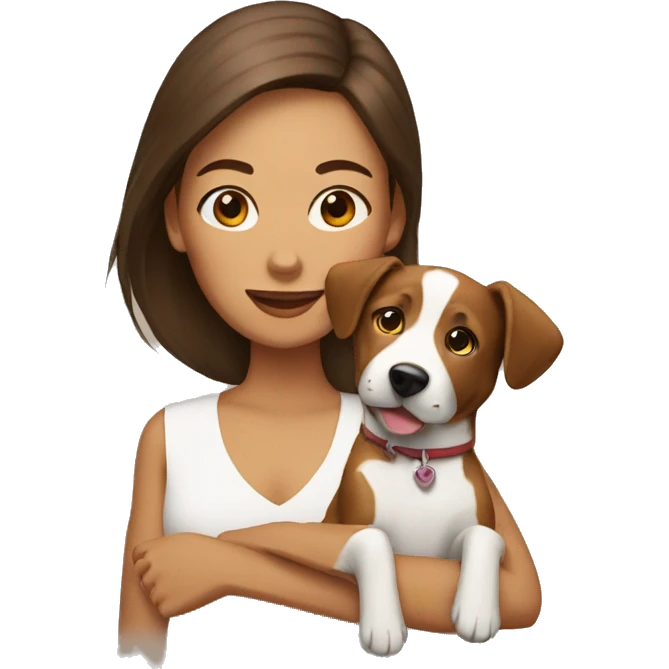woman with brown and white dog emoji
