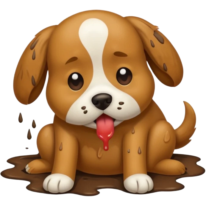 the dog is vomiting on the floor emoji