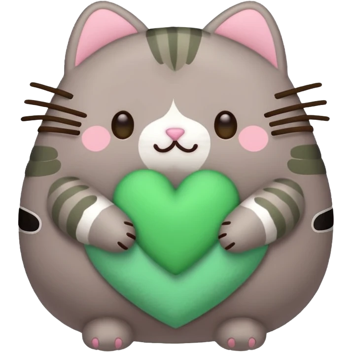 green heart pusheen emoji
