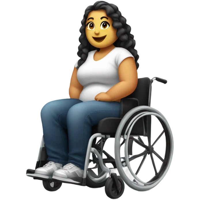 Cool and spunky fat curvy Caucasian girl in wheelchair emoji