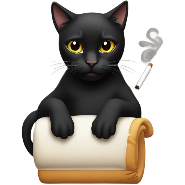 Black Cat smoking a cigarette emoji