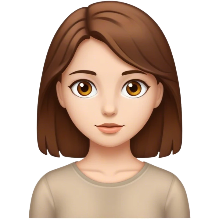 Crea a una chica blanca con cabello marrón y ojos marrones  emoji