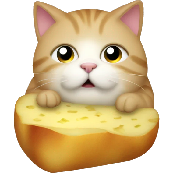 A fat cat eats potatoes emoji
