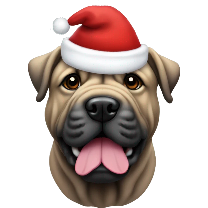 Black shar pei with Santa hat  emoji