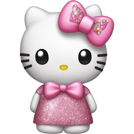 Hello kitty wearing a glittery bow that has pink frosting and sprinkles  emoji