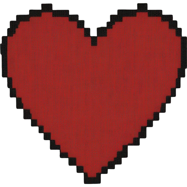 Pixelated red heart with black outline emoji
