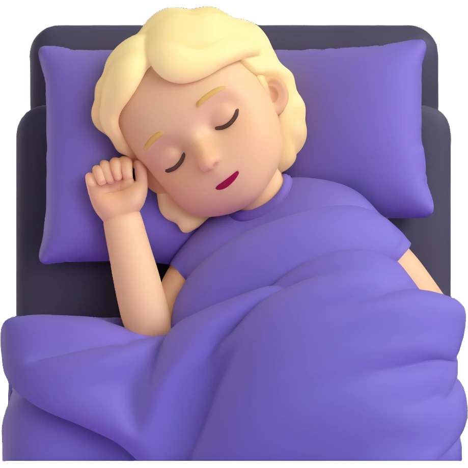 blonde boy sleeping in bed emoji