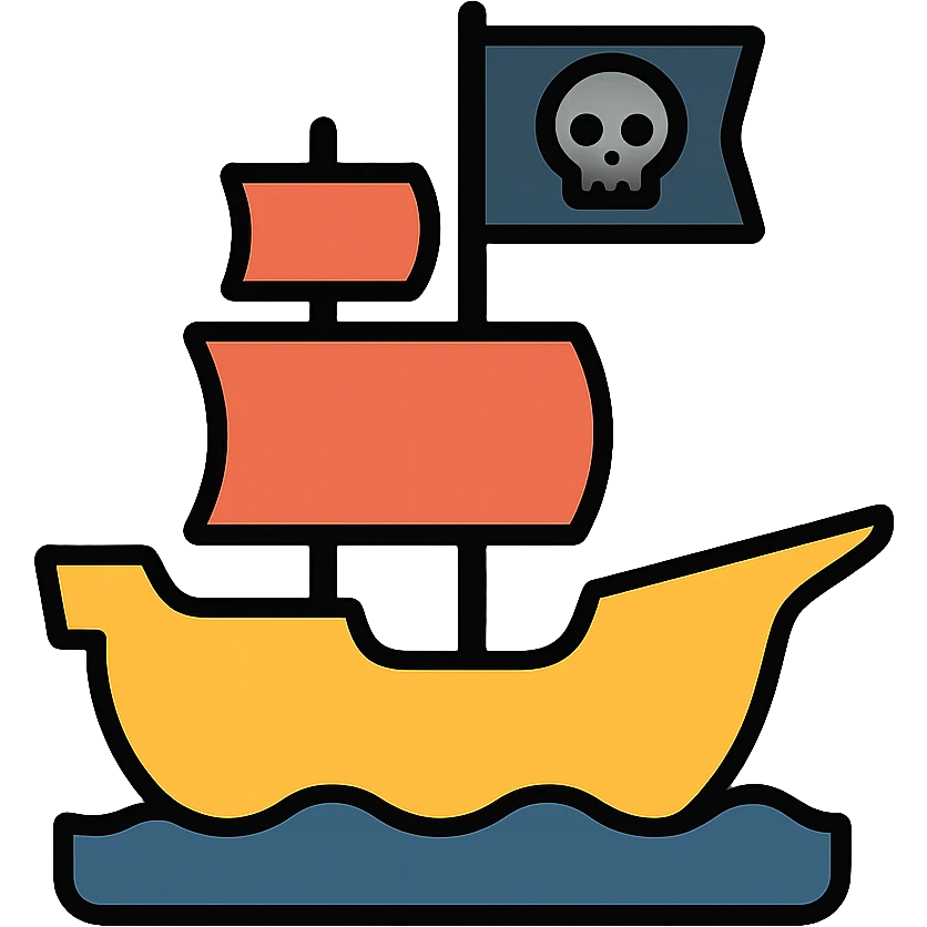 pirate ship with skull and crossbones flag emoji
