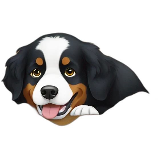 bernese mountain dog digging in the field emoji